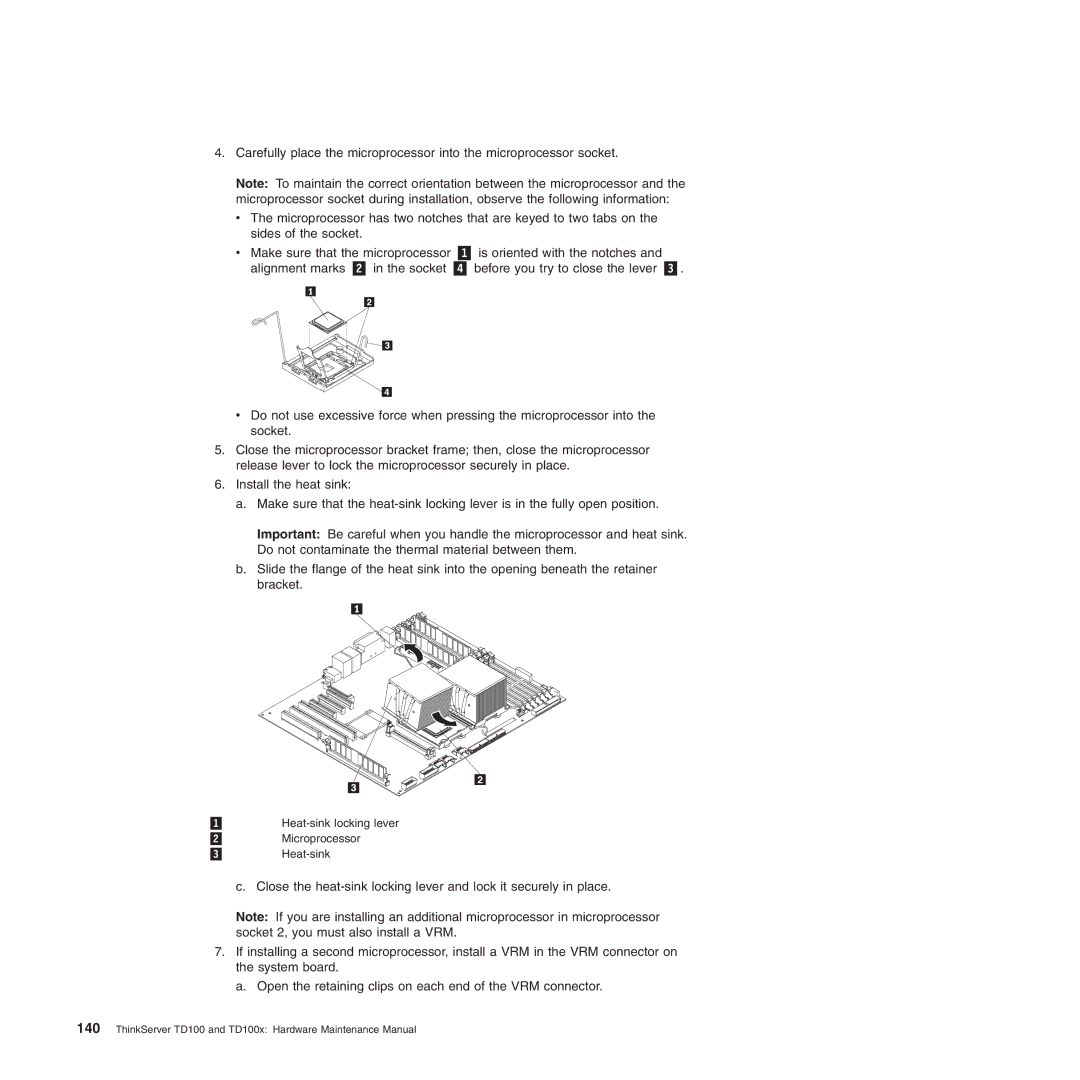 Lenovo TD100X manual Heat-sink locking lever 