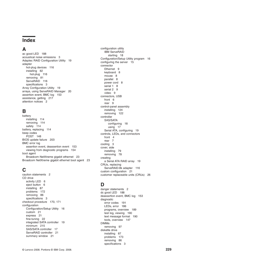 Lenovo TD100X manual Index 