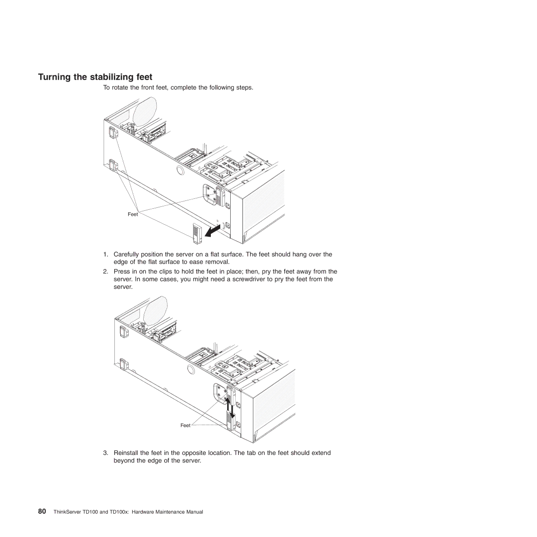 Lenovo TD100X manual Turning the stabilizing feet 