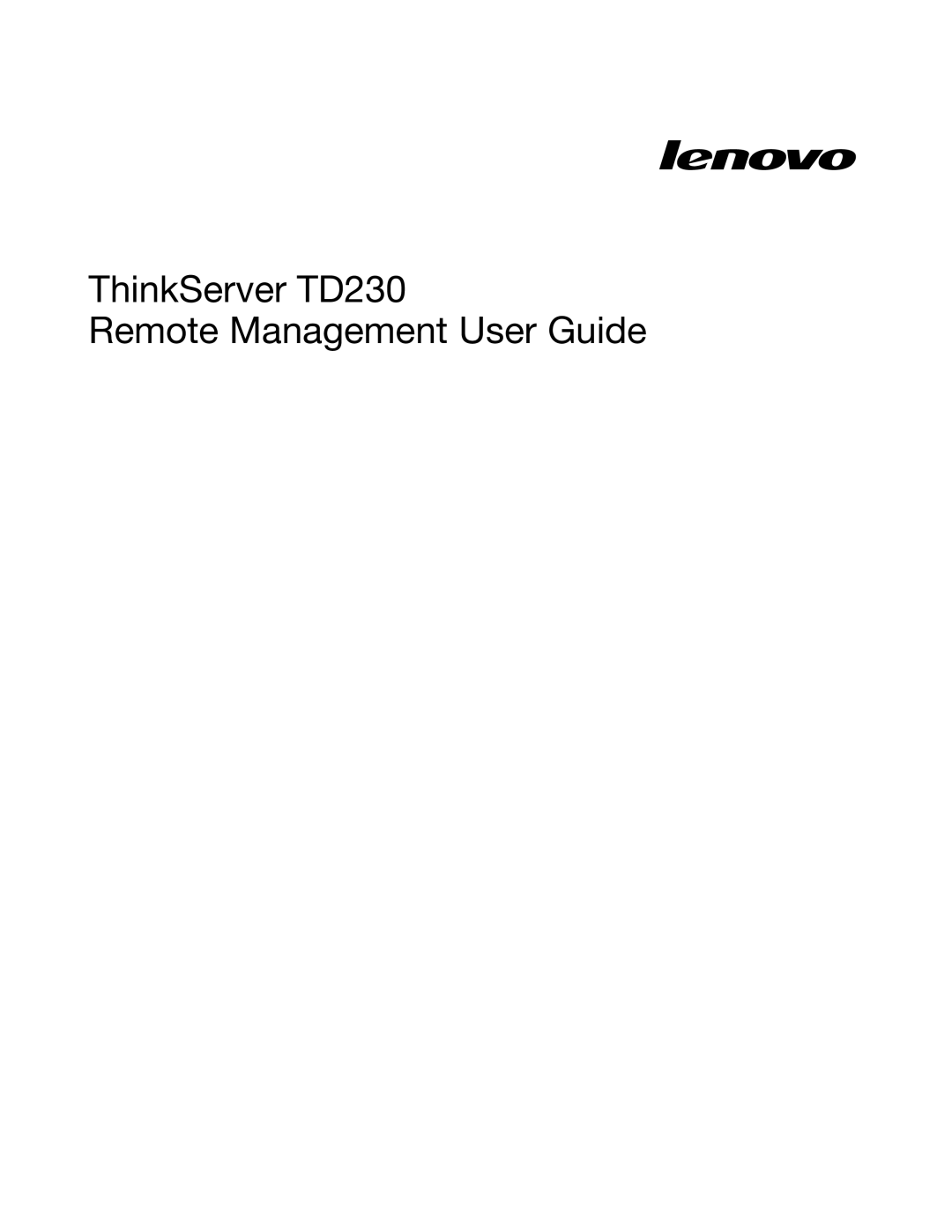 Lenovo manual ThinkServer TD230 Remote Management User Guide 