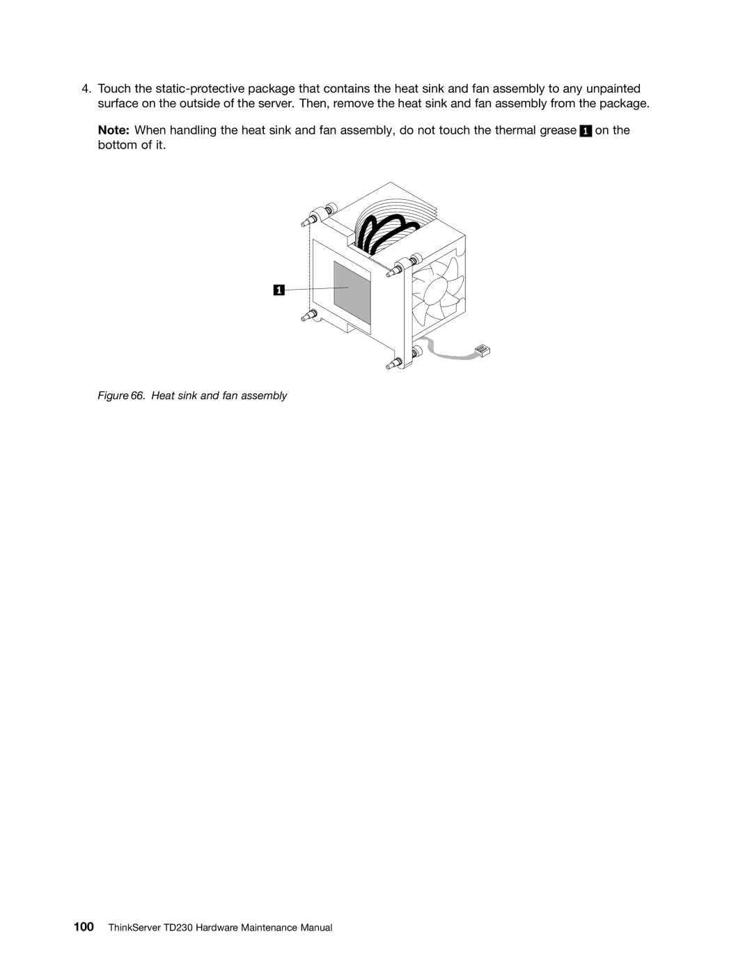 Lenovo TD230 manual Heat sink and fan assembly 