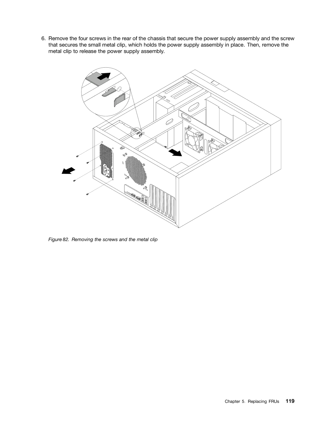 Lenovo TD230 manual Removing the screws and the metal clip 