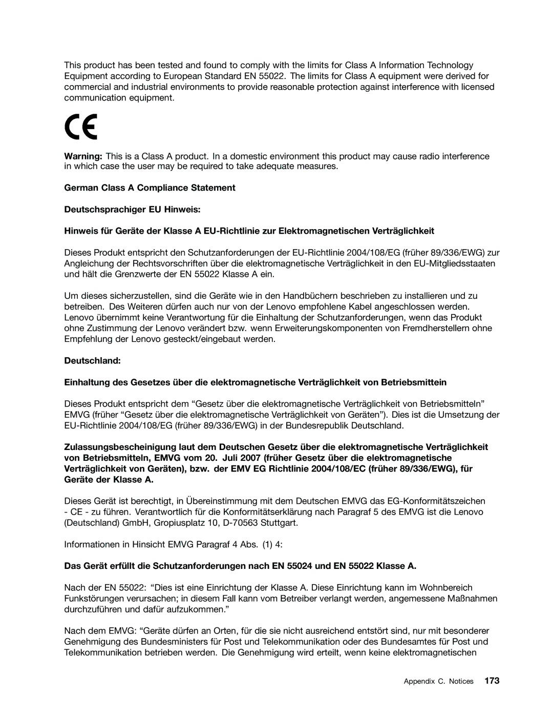 Lenovo TD230 manual Appendix C. Notices 