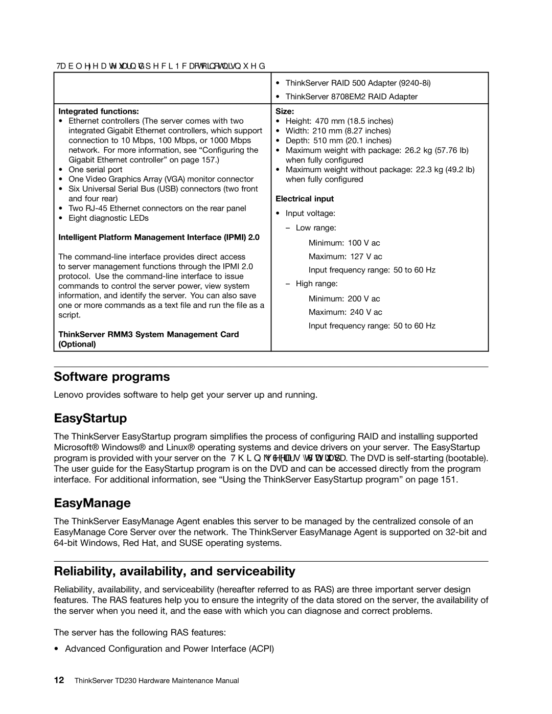 Lenovo TD230 manual Software programs, EasyStartup, EasyManage, Reliability, availability, and serviceability 