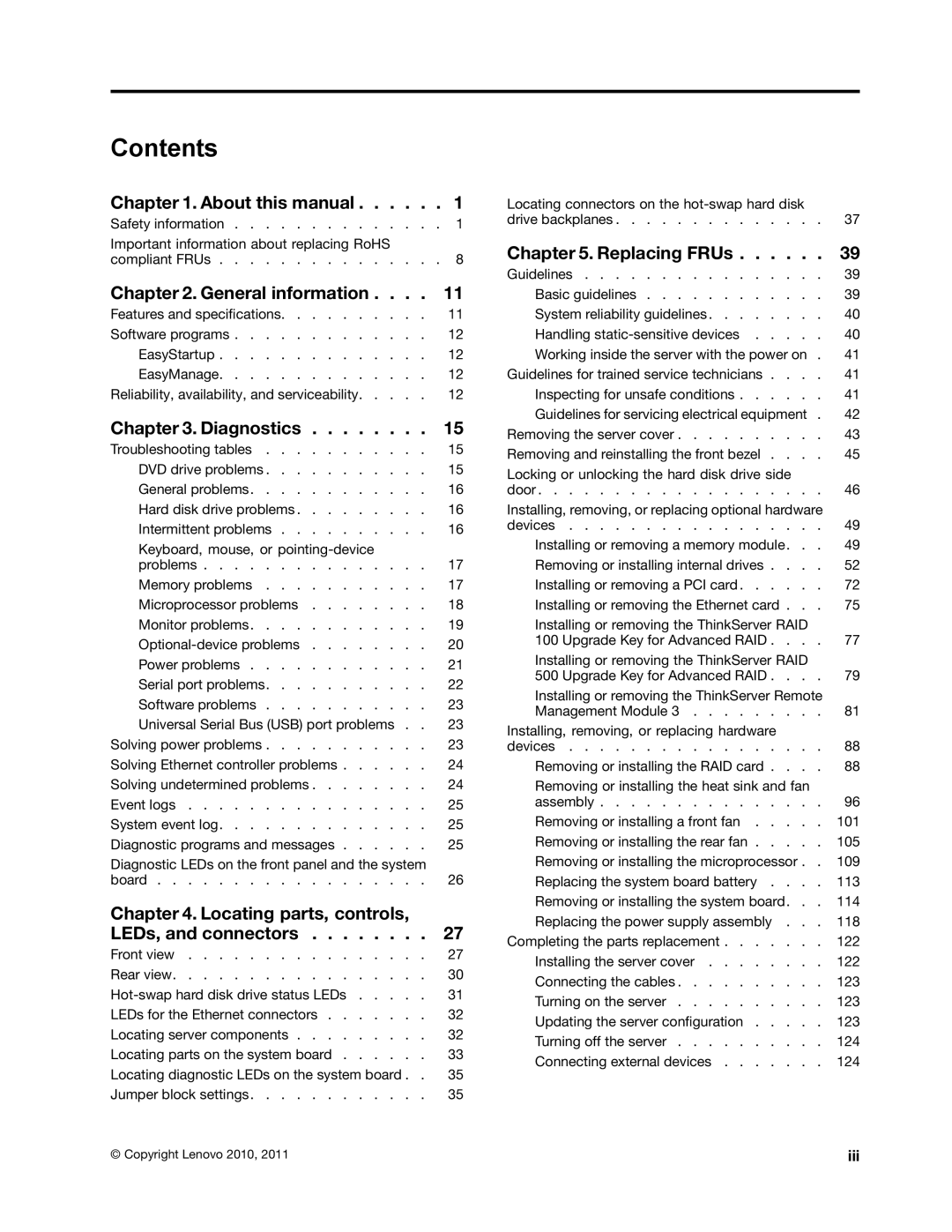 Lenovo TD230 manual Contents 