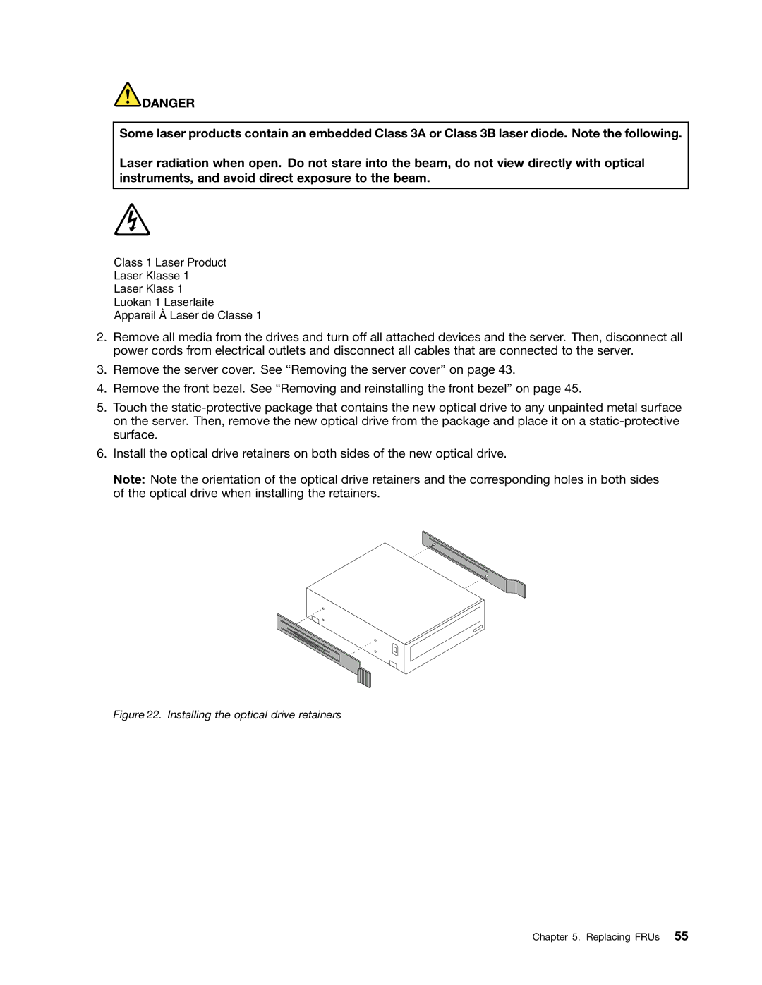 Lenovo TD230 manual Installing the optical drive retainers 