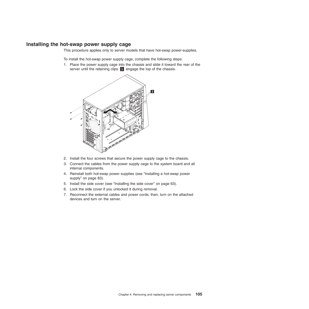 Lenovo 6431, TS100, 6434, 6432, 6433 manual Installing the hot-swap power supply cage 