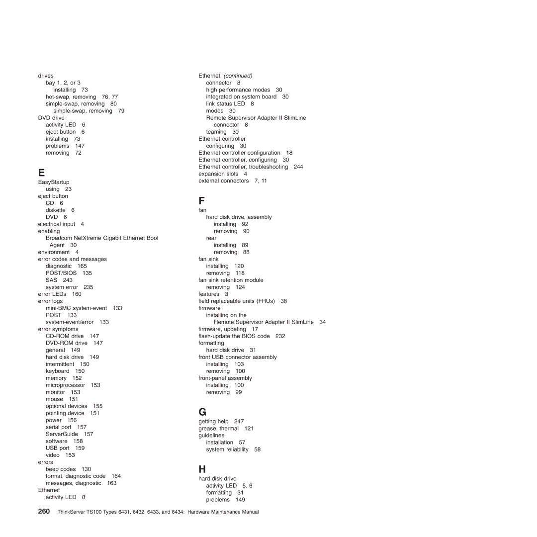 Lenovo 6431, TS100, 6434, 6432, 6433 manual Ethernet 