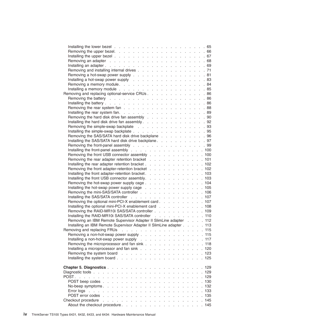 Lenovo 6434, TS100, 6432, 6431, 6433 manual Diagnostics, Post 