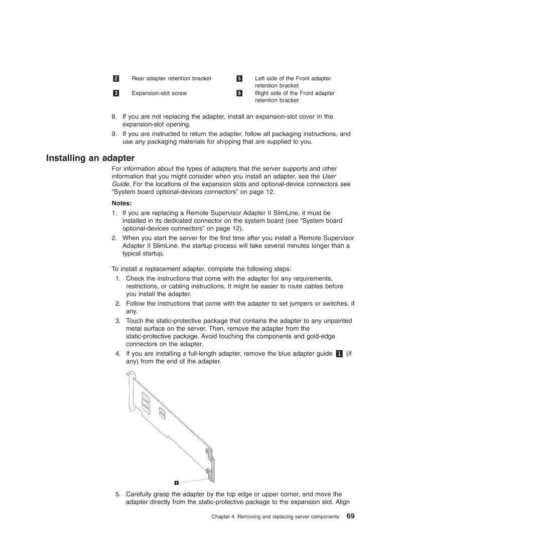 Lenovo 6432, TS100, 6434, 6431, 6433 manual Installing an adapter 