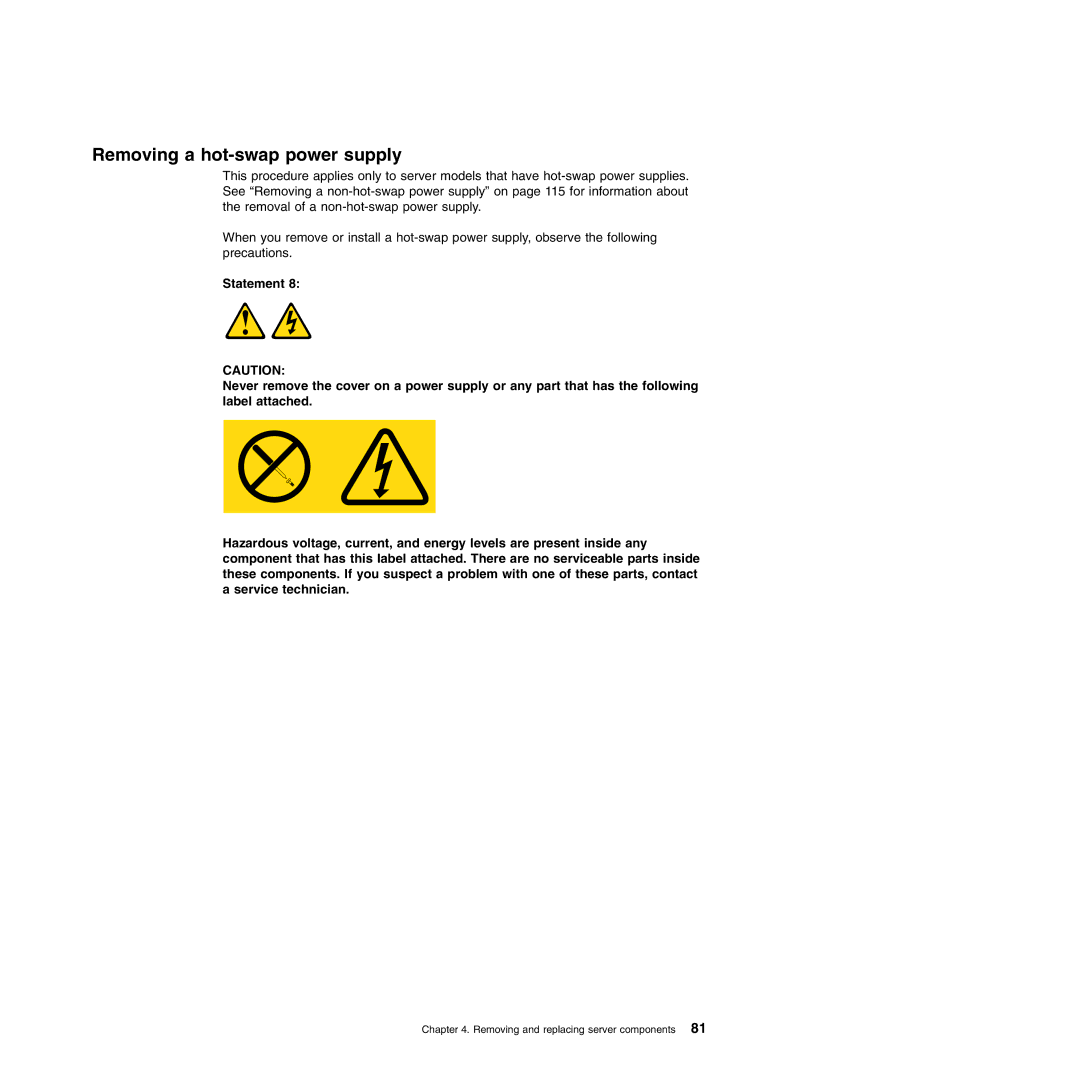 Lenovo 6433, TS100, 6434, 6432, 6431 manual Removing a hot-swap power supply 