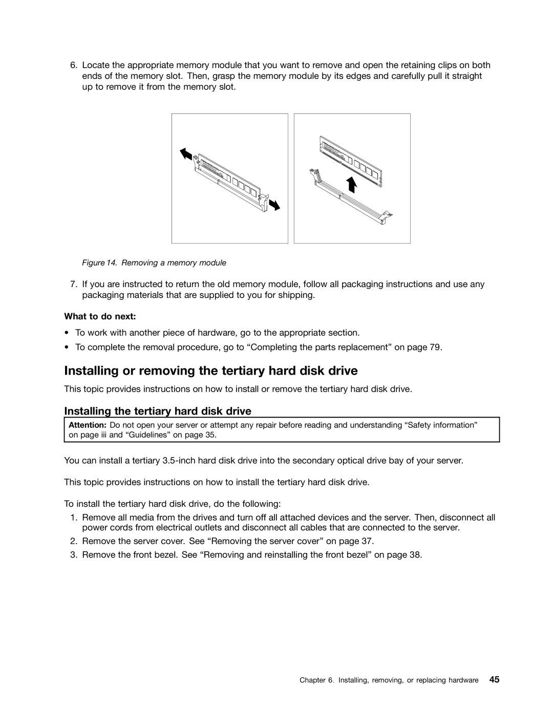 Lenovo TS140 manual Installing or removing the tertiary hard disk drive, Installing the tertiary hard disk drive 