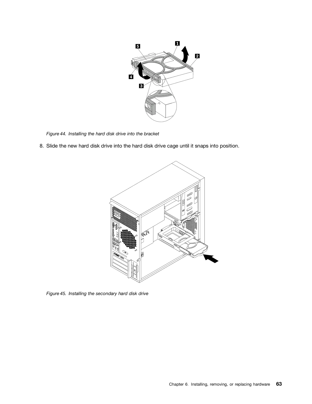 Lenovo TS140 manual Installing the hard disk drive into the bracket 