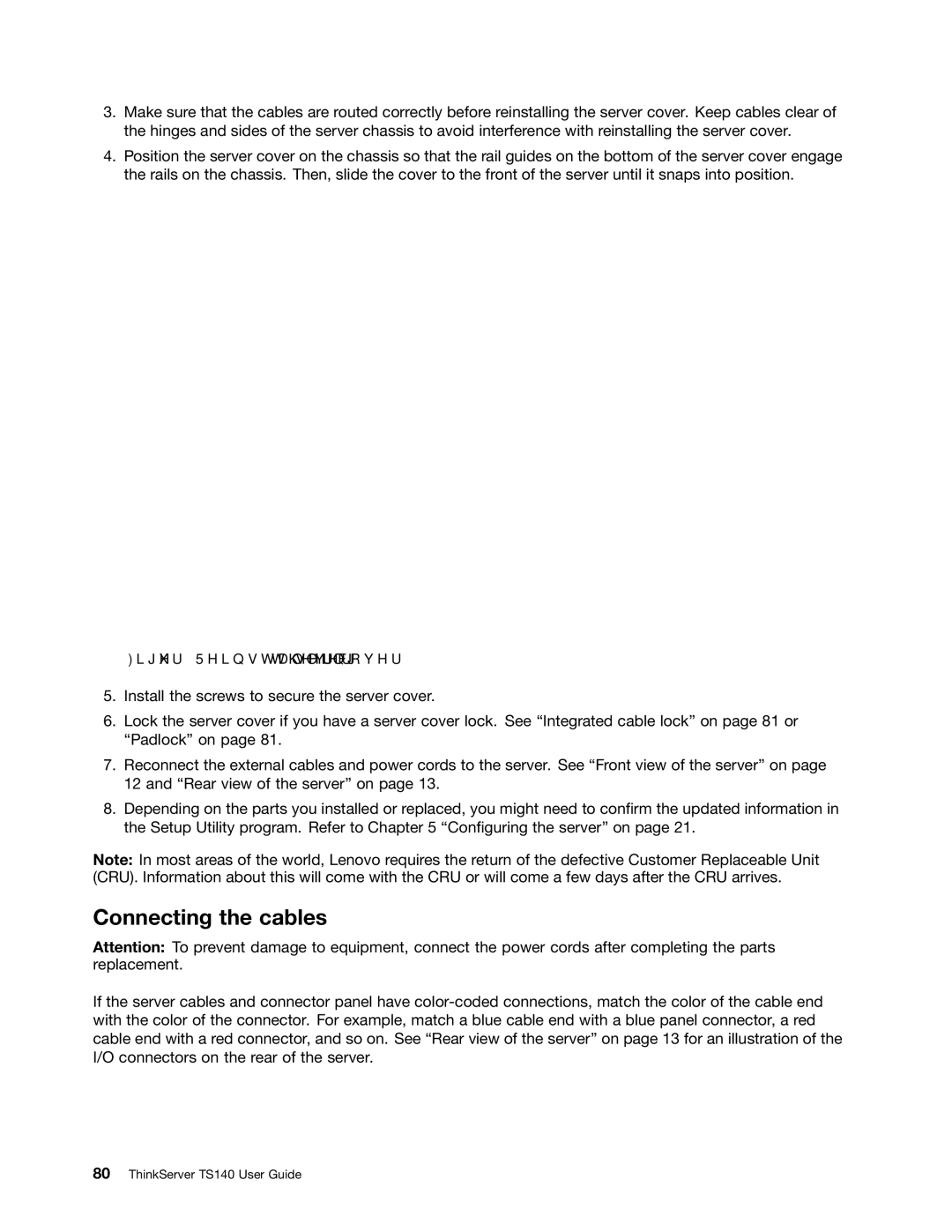 Lenovo TS140 manual Connecting the cables, Reinstalling the server cover 