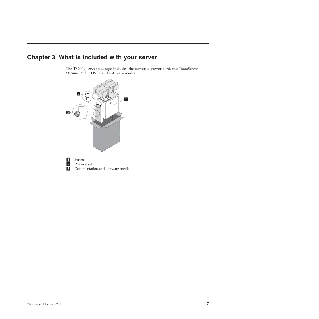 Lenovo TS200V manual What is included with your server 