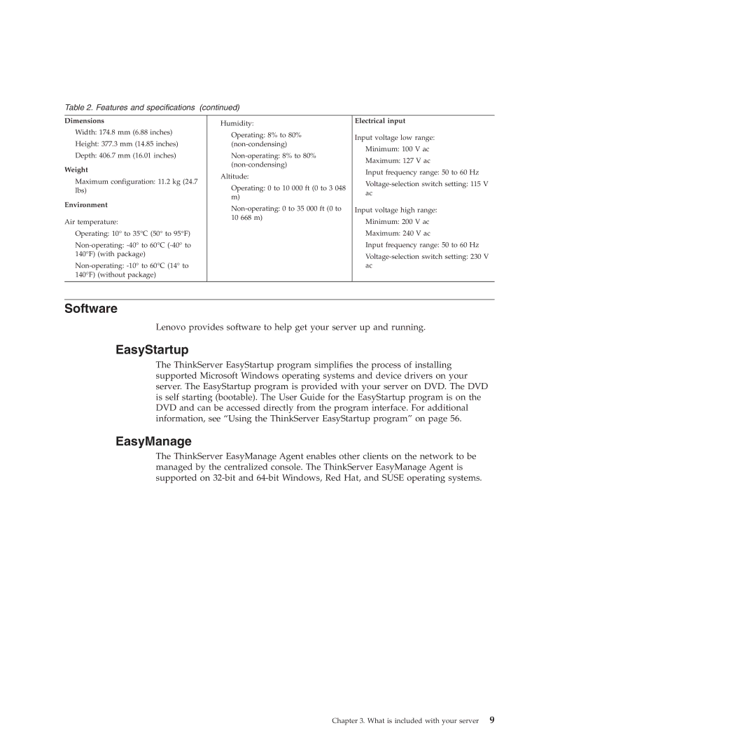 Lenovo TS200V manual Software, EasyStartup, EasyManage 