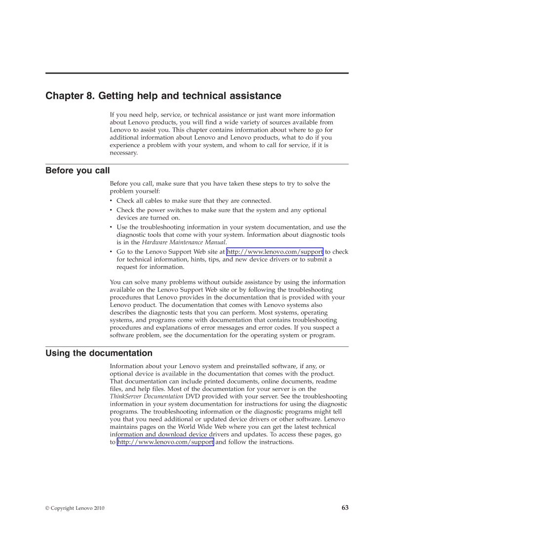 Lenovo TS200V manual Getting help and technical assistance, Before you call, Using the documentation 