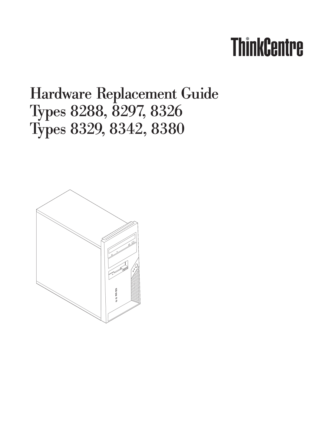 Lenovo Types 8297, Types 8329, Types 8288, Types 8342, Types 8380, Types 8326 manual Hardware Replacement Guide Types 