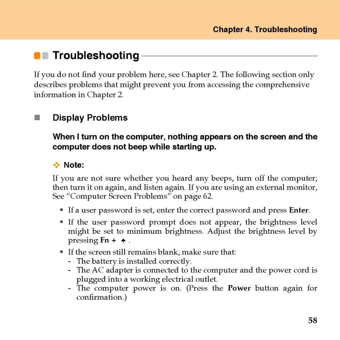 Lenovo U110 manual „ Display Problems 