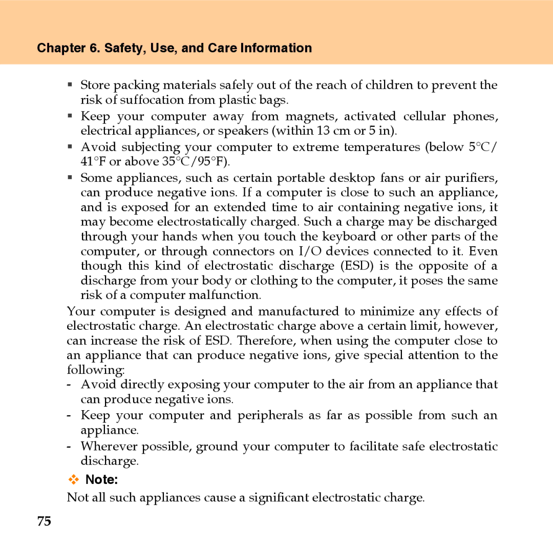 Lenovo U110 manual Safety, Use, and Care Information 