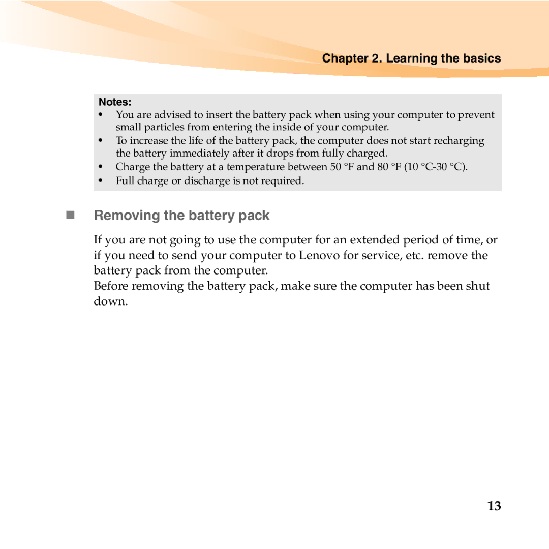 Lenovo U150 manual „ Removing the battery pack 