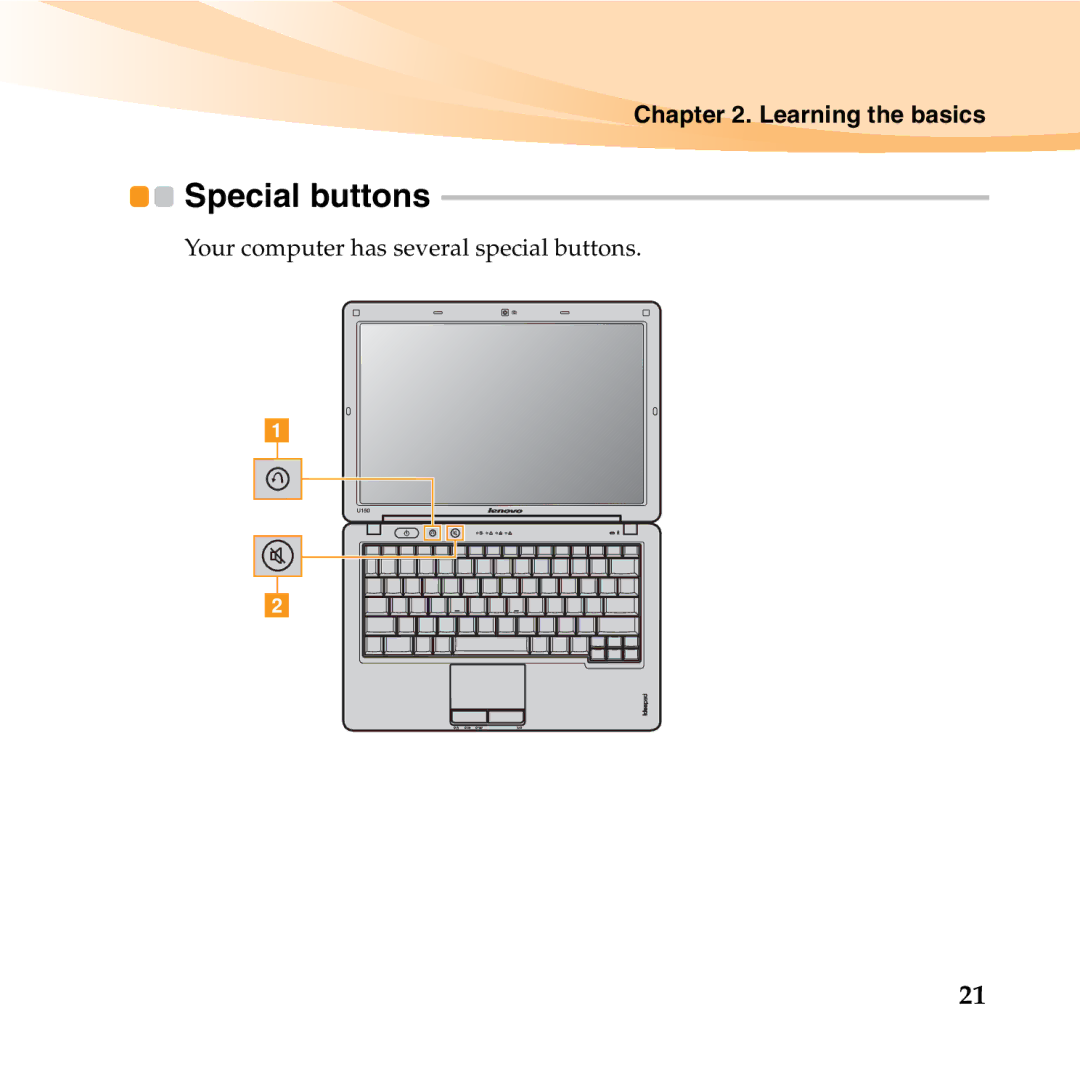 Lenovo U150 manual Special buttons 