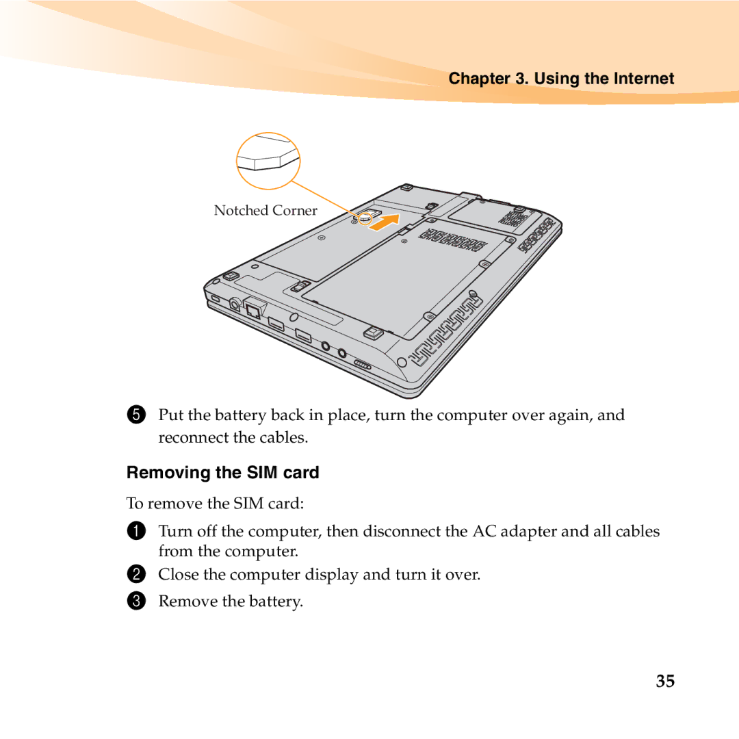 Lenovo U150 manual Removing the SIM card 