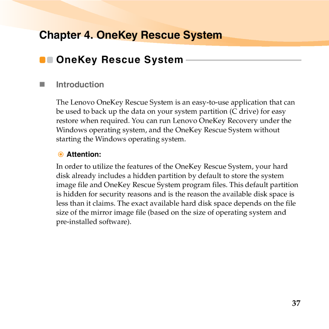 Lenovo U150 manual OneKey Rescue System, „ Introduction 