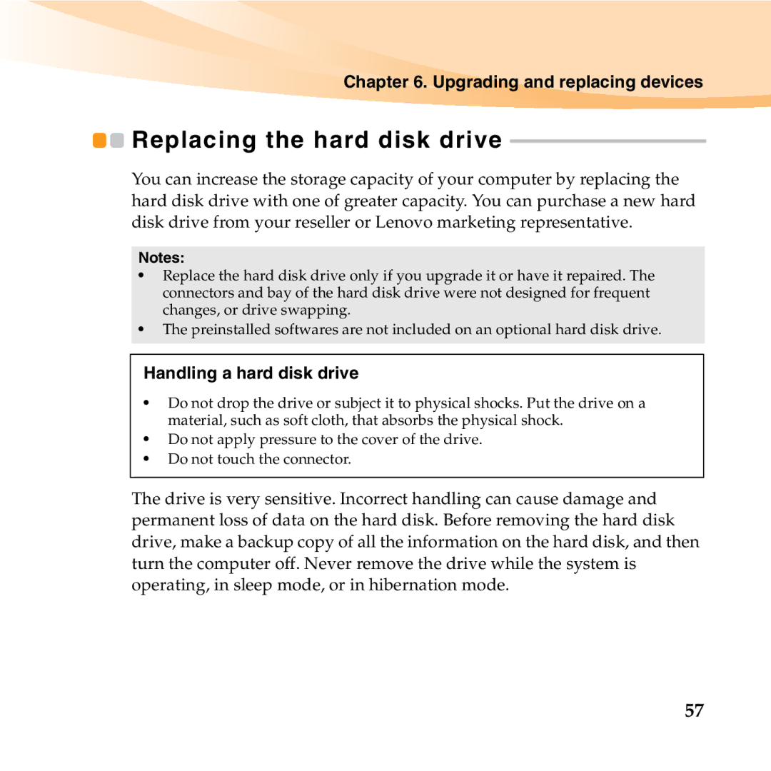 Lenovo U150 manual Replacing the hard disk drive, Handling a hard disk drive 