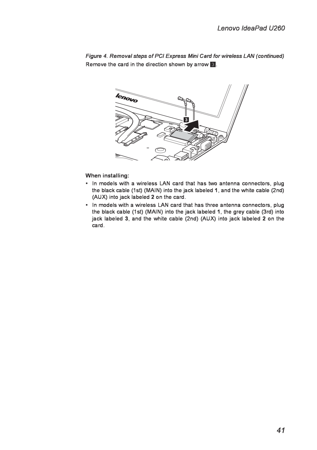 Lenovo manual When installing, Lenovo IdeaPad U260 