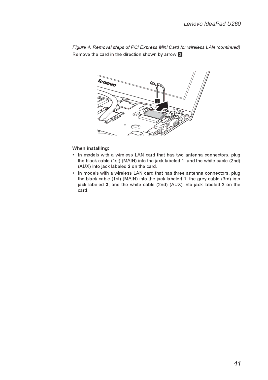 Lenovo U260 manual When installing 