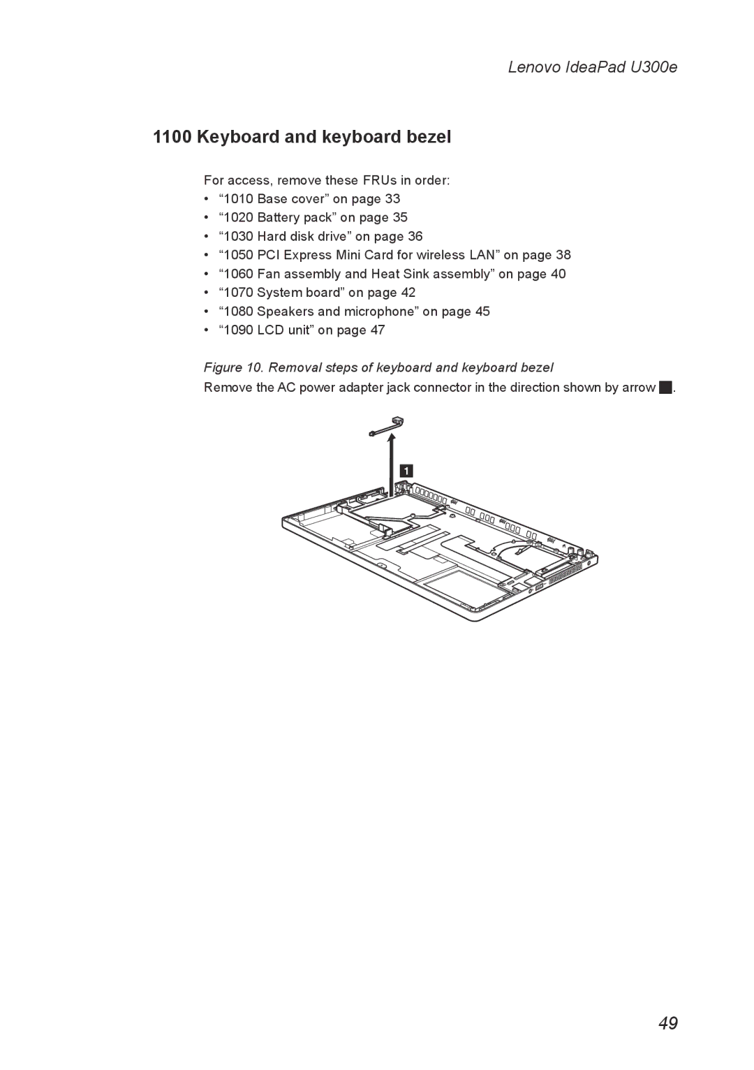 Lenovo U300E manual Keyboard and keyboard bezel, Removal steps of keyboard and keyboard bezel 