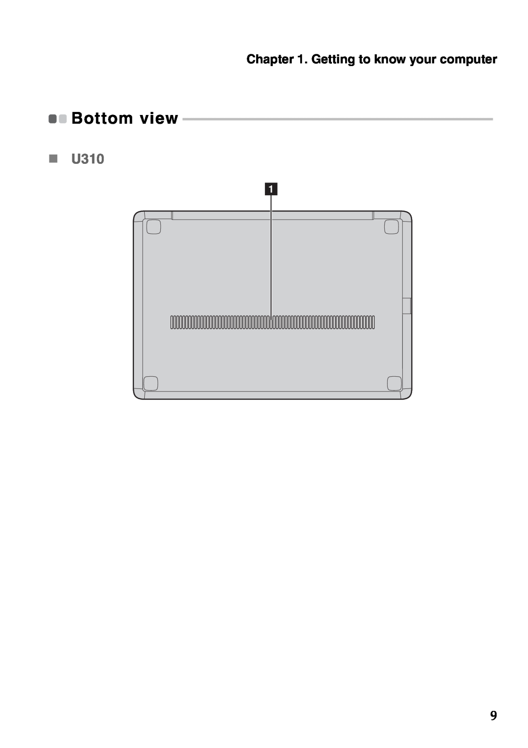 Lenovo U410 manual Bottom view, „ U310, Getting to know your computer 