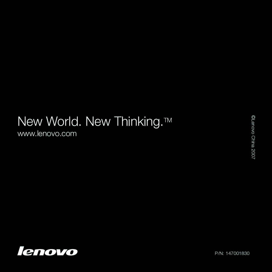 Lenovo U330 manual New World. New Thinking.TM 