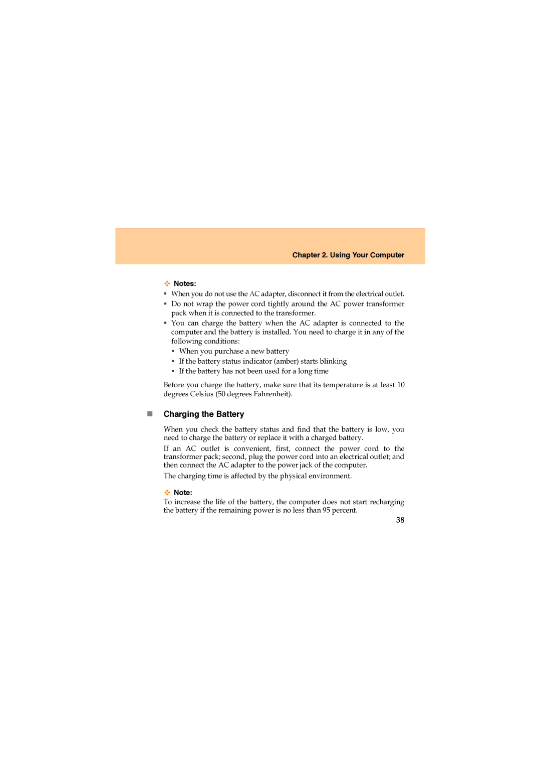 Lenovo U330 manual „ Charging the Battery 