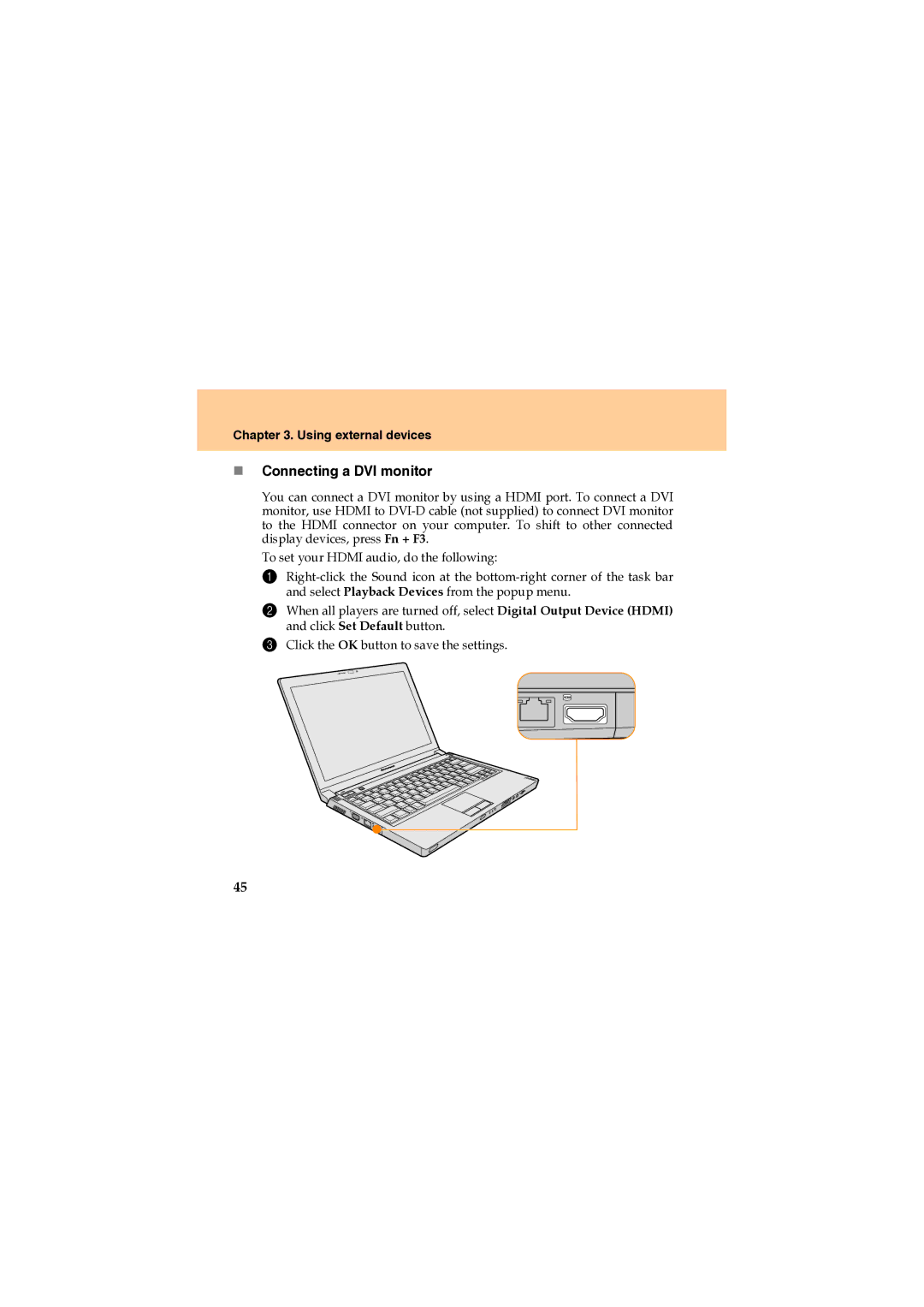 Lenovo U330 manual „ Connecting a DVI monitor 