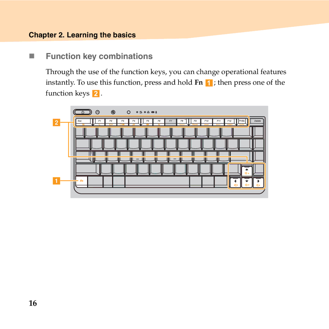 Lenovo U350 manual „ Function key combinations 