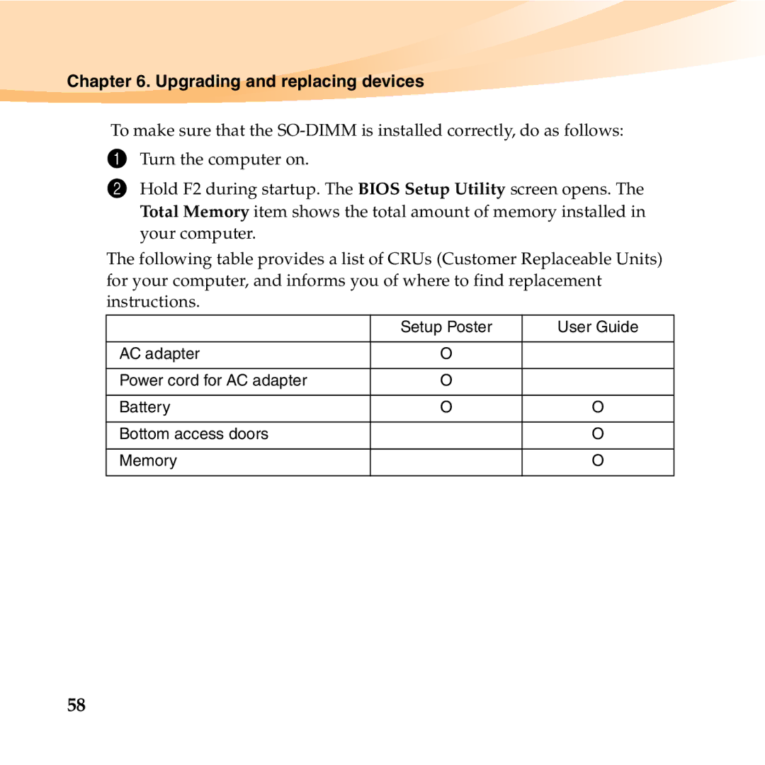 Lenovo U350 manual Upgrading and replacing devices 