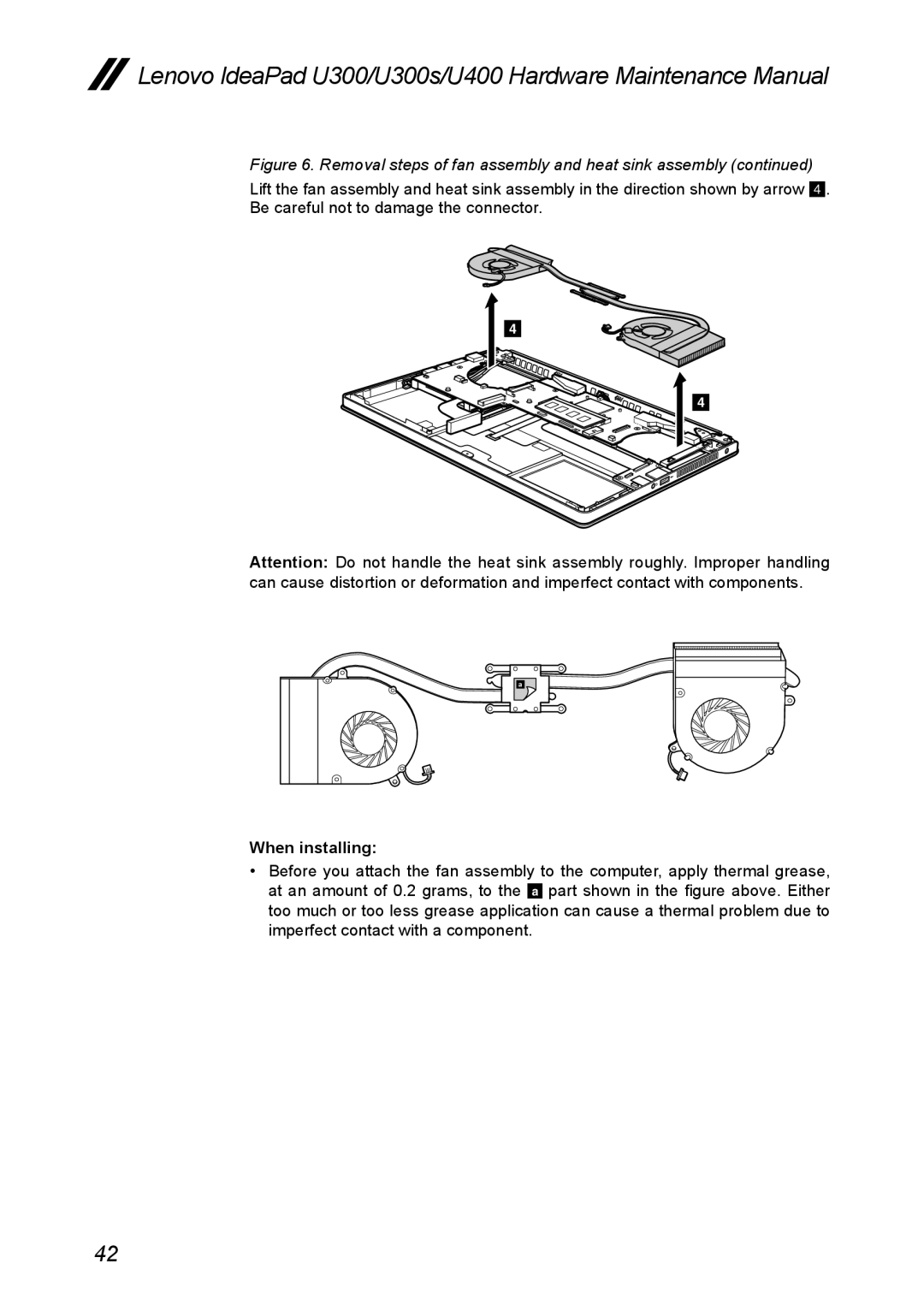 Lenovo U300S manual Lenovo IdeaPad U300/U300s/U400 Hardware Maintenance Manual, When installing 
