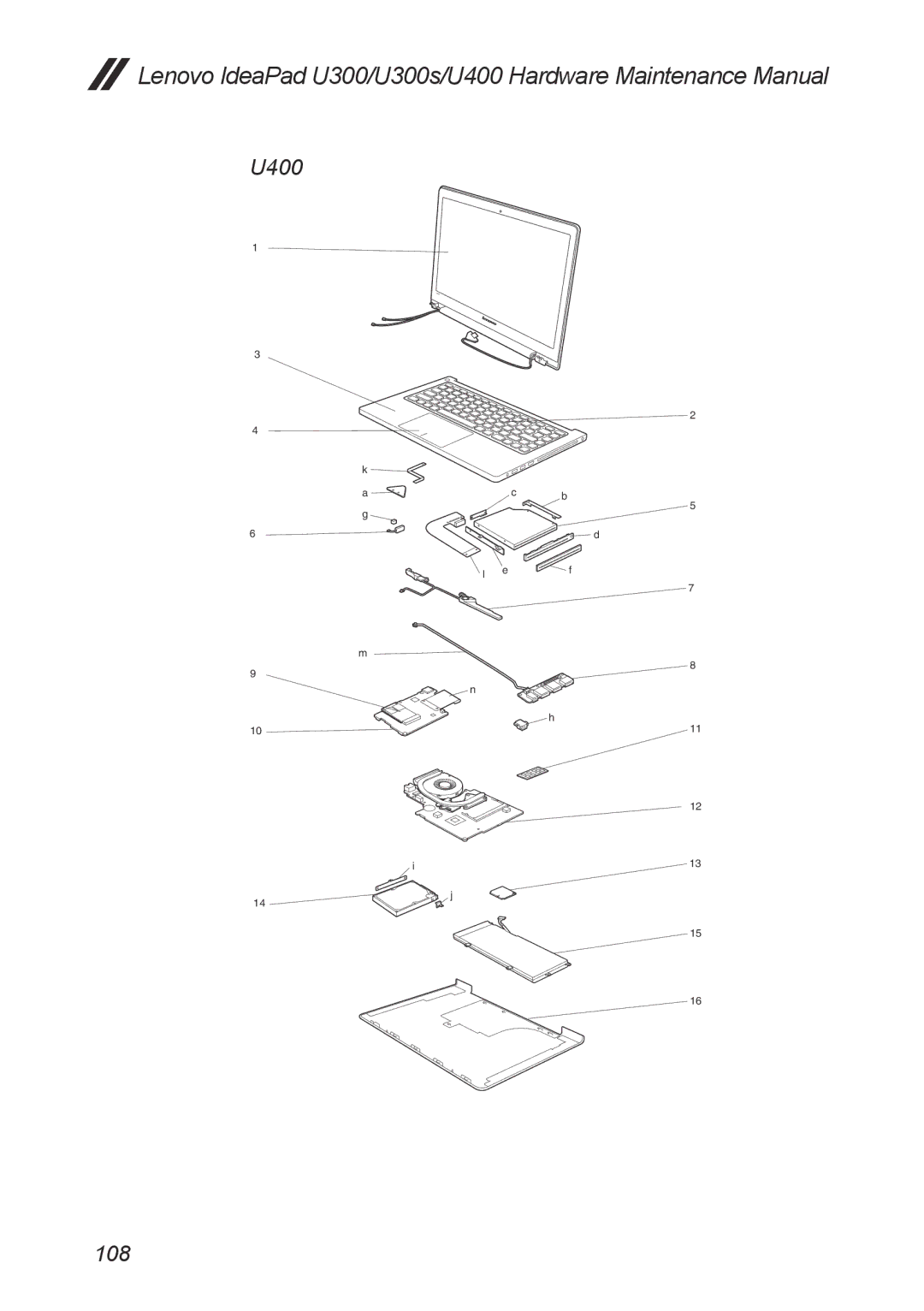 Lenovo U300S manual U400 108 