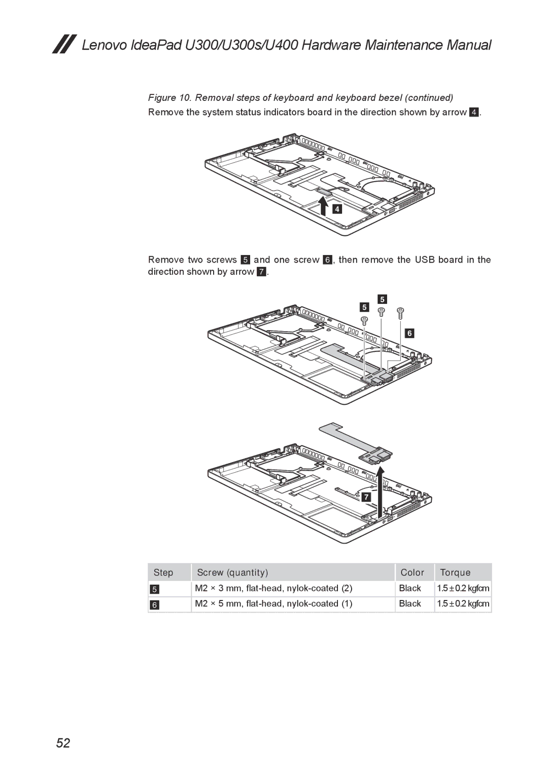 Lenovo U400, U300S manual M2 × 5 mm, flat-head, nylok-coated Black 