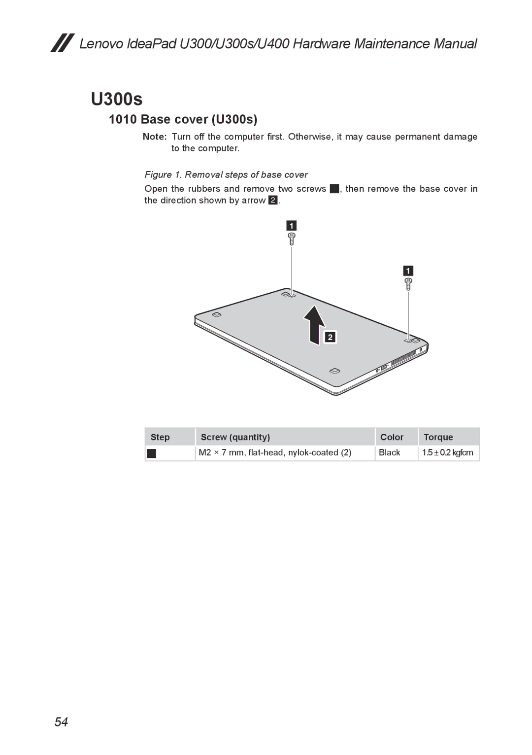 Lenovo U400, U300S manual Base cover U300s 