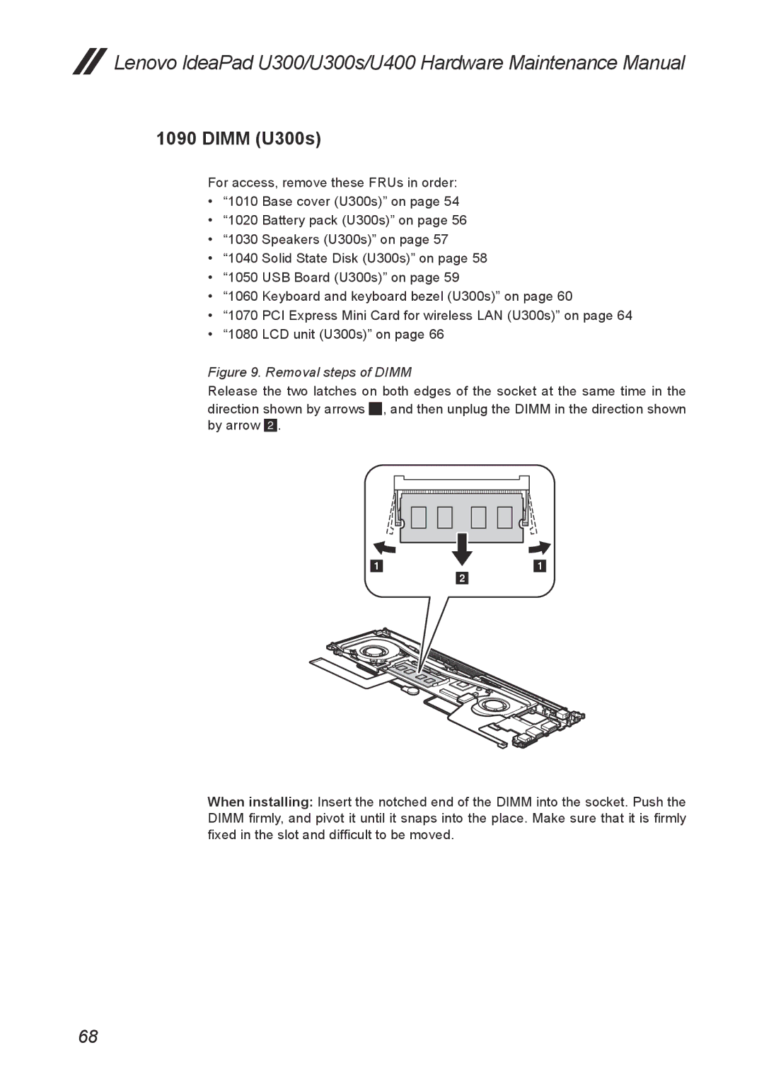 Lenovo U400, U300S manual Dimm U300s, Removal steps of Dimm 