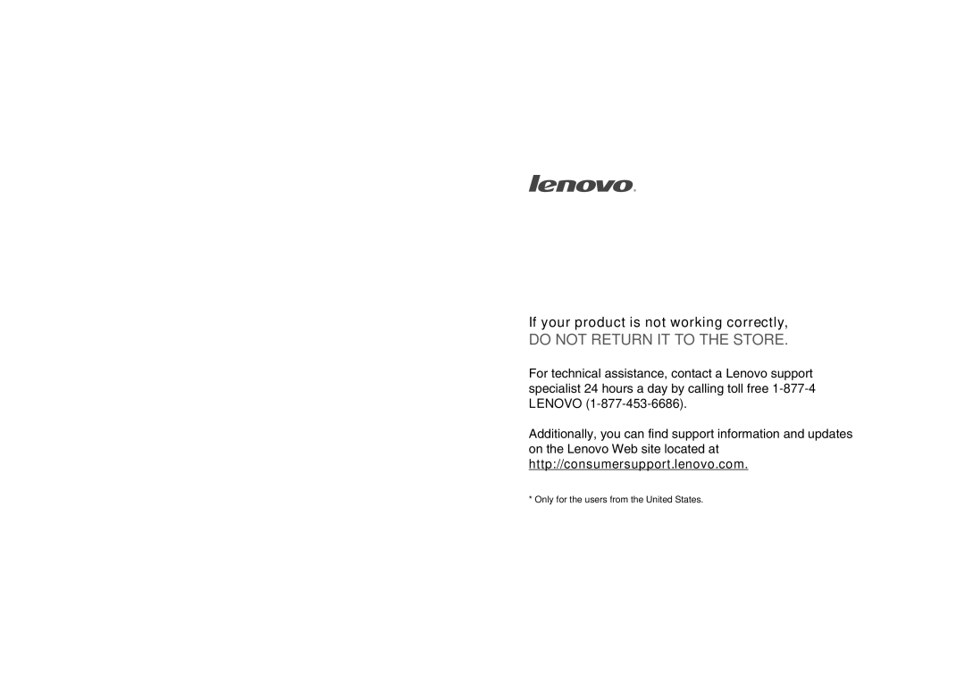 Lenovo U455 manual Do not Return IT to the Store, If your product is not working correctly 