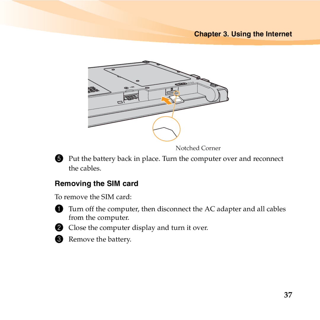 Lenovo U455 manual Removing the SIM card 