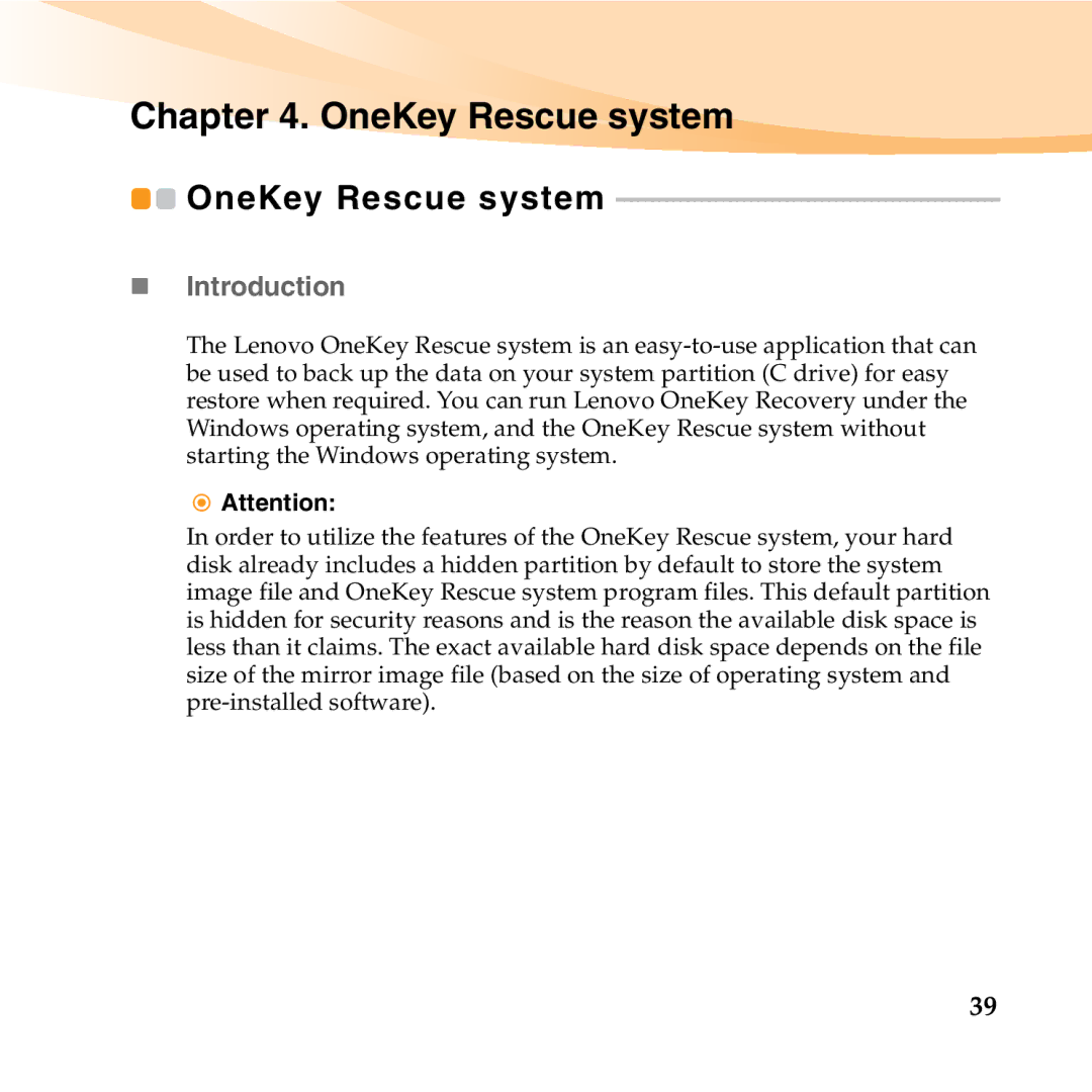 Lenovo U455 manual OneKey Rescue system, „ Introduction 