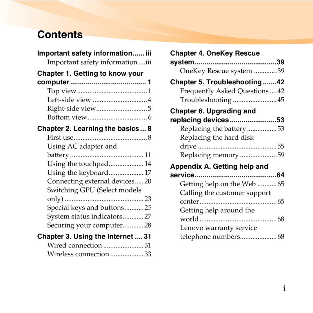 Lenovo U455 manual Contents 