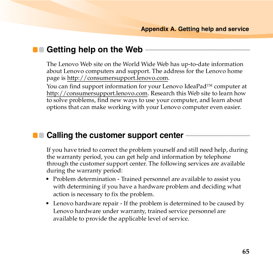 Lenovo U455 manual Getting help on the Web, Appendix A. Getting help and service 