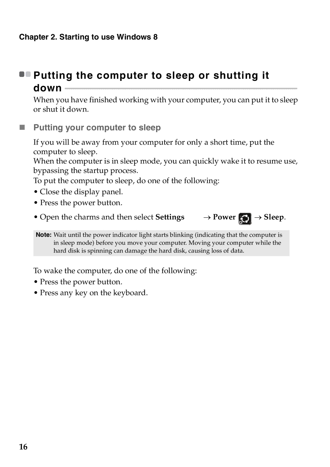 Lenovo 4941XF2, U510, 59RF0049 manual „ Putting your computer to sleep 