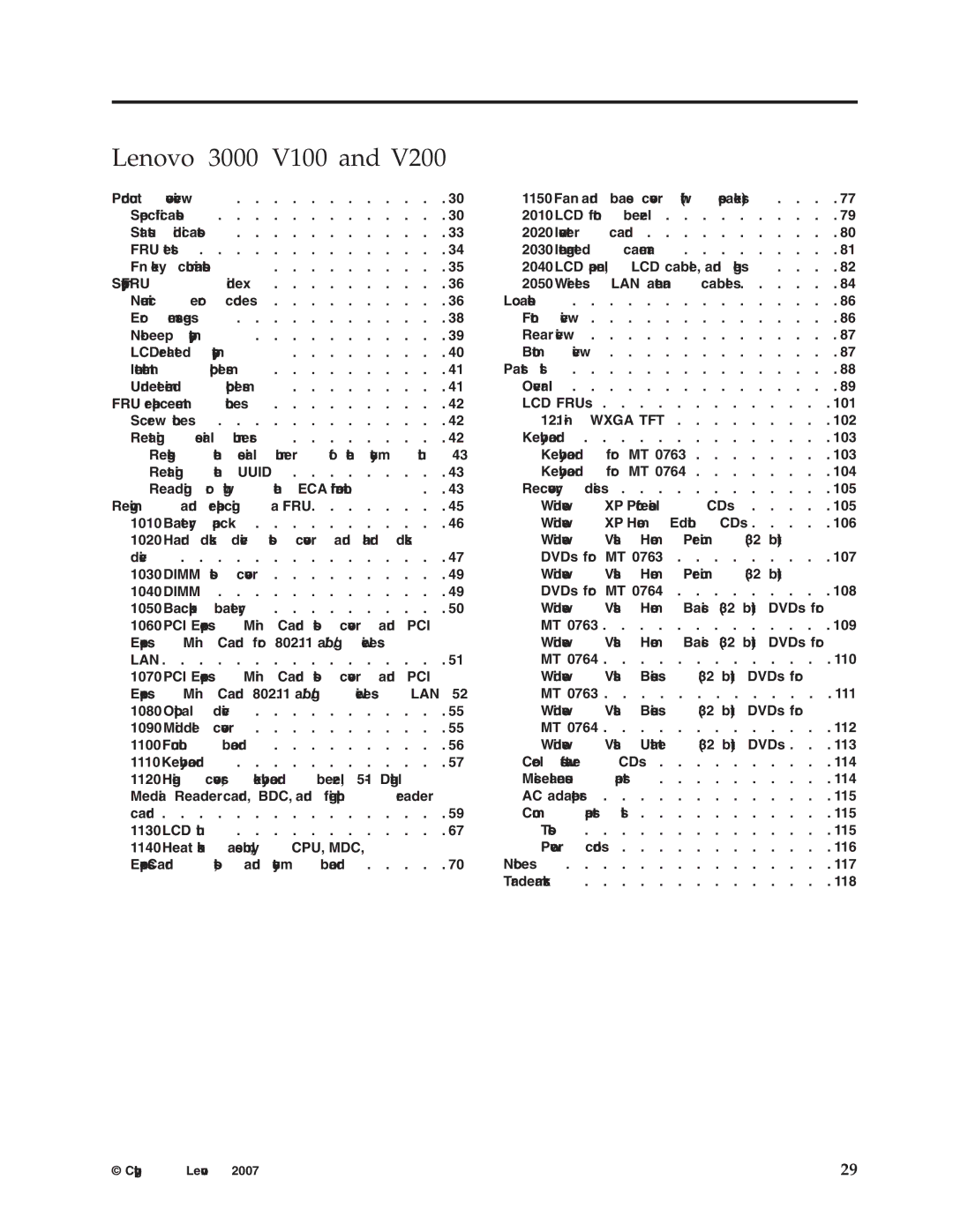 Lenovo V200 manual Lenovo 3000 V100 